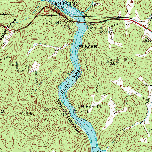 Topographic Map of The Narrows, NC