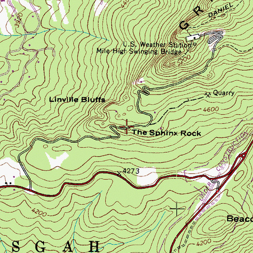 Topographic Map of The Sphinx Rock, NC