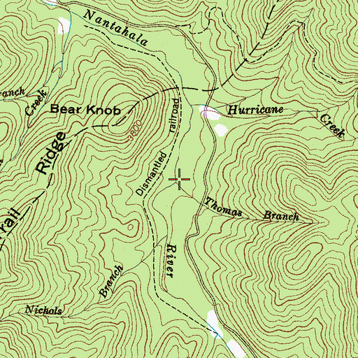 Topographic Map of Thomas Branch, NC