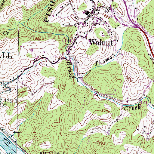 Topographic Map of Thomas Branch, NC