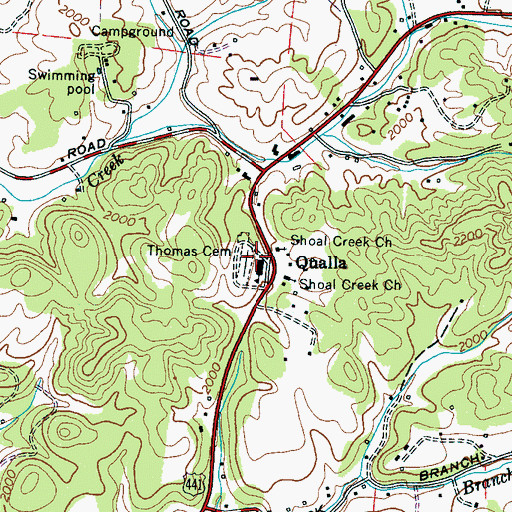 Topographic Map of Thomas Cemetery, NC