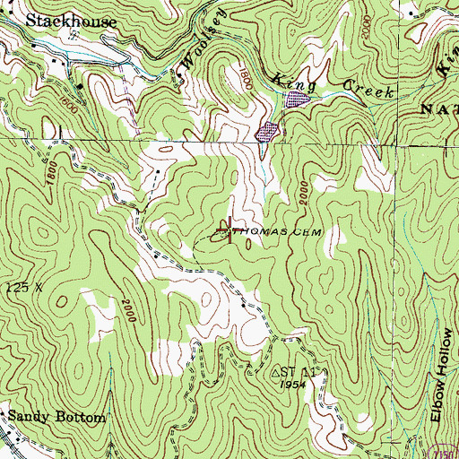 Topographic Map of Thomas Cemetery, NC
