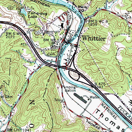 Topographic Map of Thomas Valley, NC