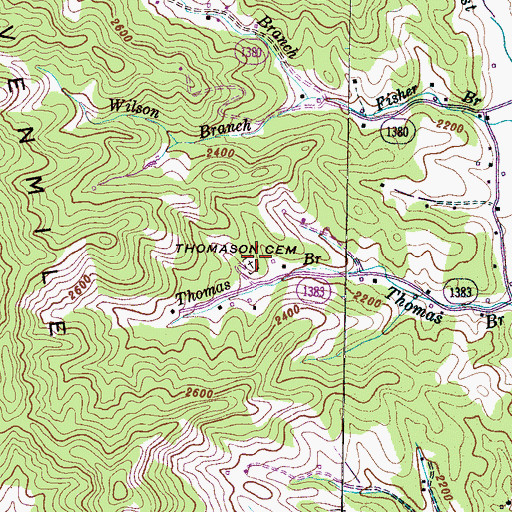 Topographic Map of Thomason Cemetery, NC