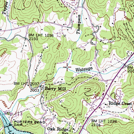 Topographic Map of Thompson Branch, NC
