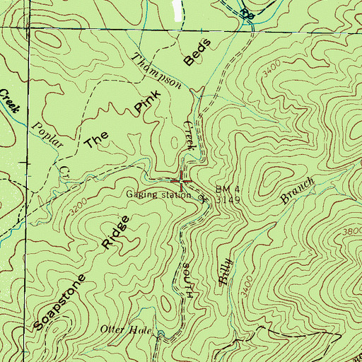 Topographic Map of Thompson Creek, NC