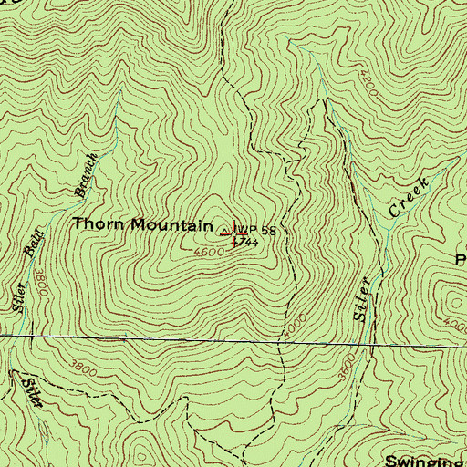 Topographic Map of Thorn Mountain, NC