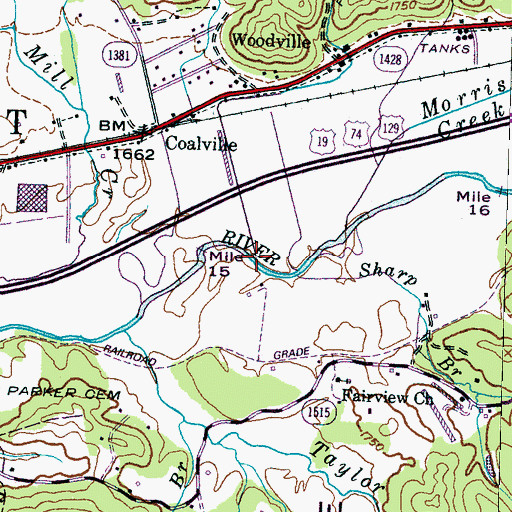 Topographic Map of Thrash Creek, NC