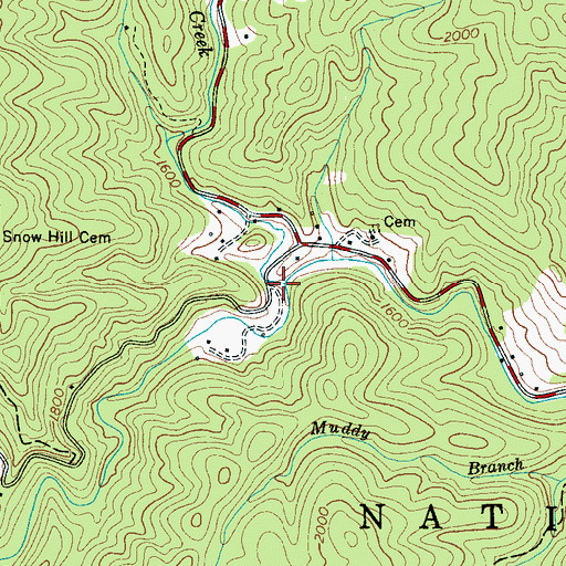 Topographic Map of Three Mile Creek, NC