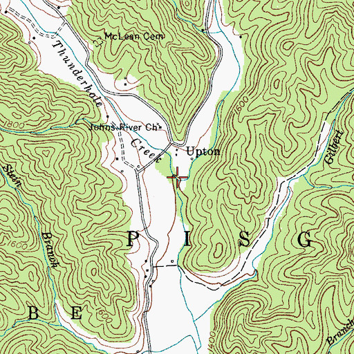 Topographic Map of Thunderhole Creek, NC