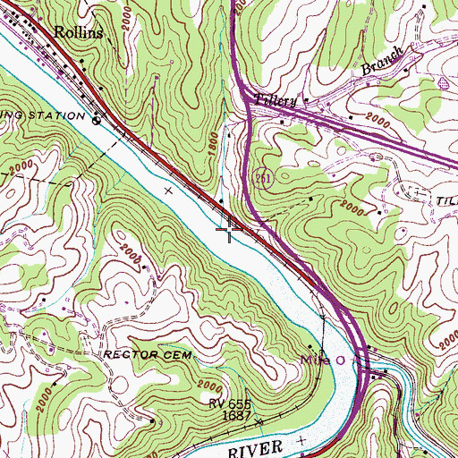Topographic Map of Tillery Branch, NC