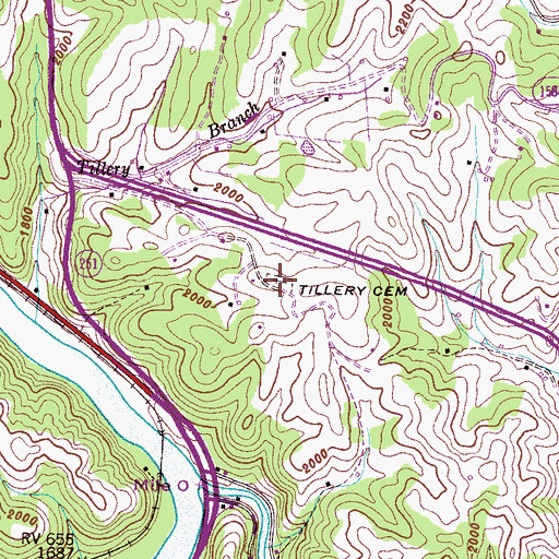Topographic Map of Tillery Cemetery, NC