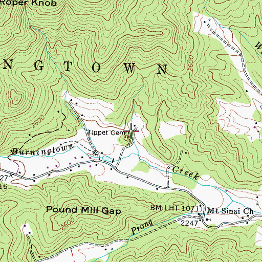 Topographic Map of Tippet Cemetery, NC