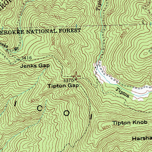 Topographic Map of Tipton Gap, NC