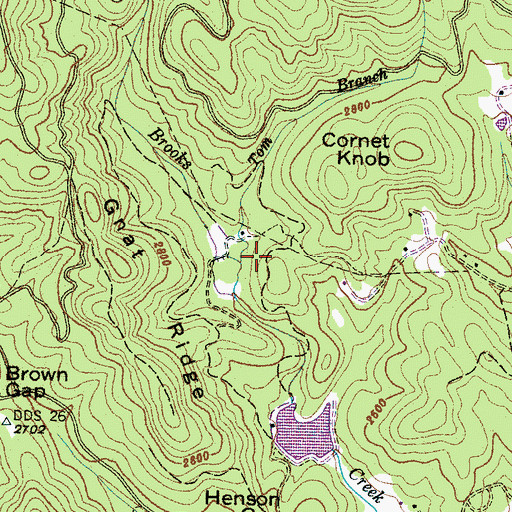 Topographic Map of Tom Branch, NC