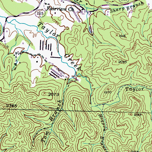 Topographic Map of Tom Branch, NC