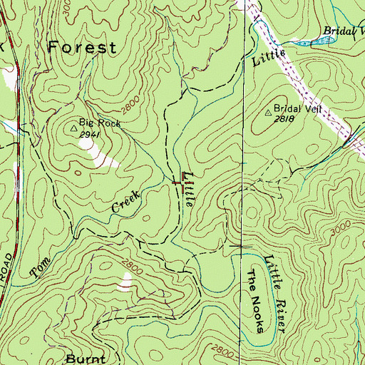 Topographic Map of Tom Creek, NC