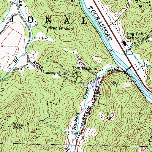 Topographic Map of Tom Nations Cemetery, NC