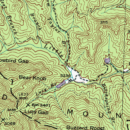 Topographic Map of Tom Taylor Branch, NC