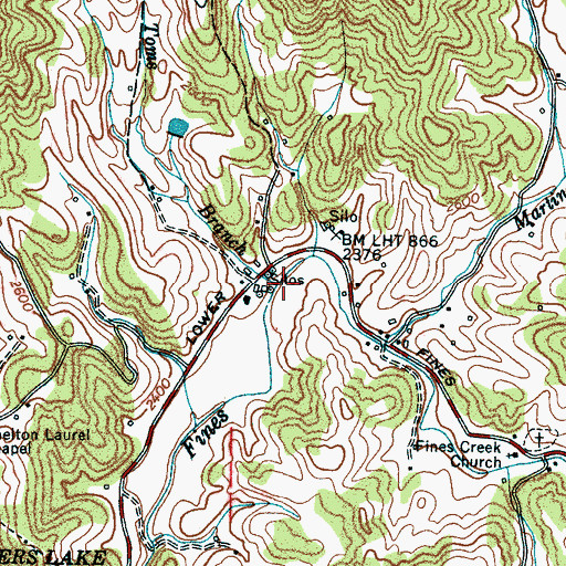 Topographic Map of Toms Branch, NC
