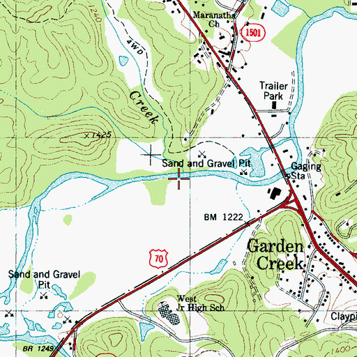 Topographic Map of Toms Creek, NC