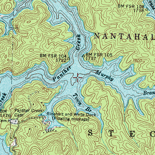 Topographic Map of Town Branch, NC