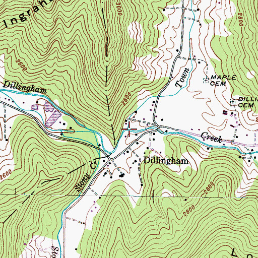 Topographic Map of Town Branch, NC
