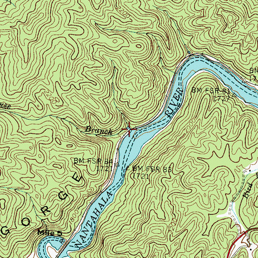 Topographic Map of Townhouse Branch, NC