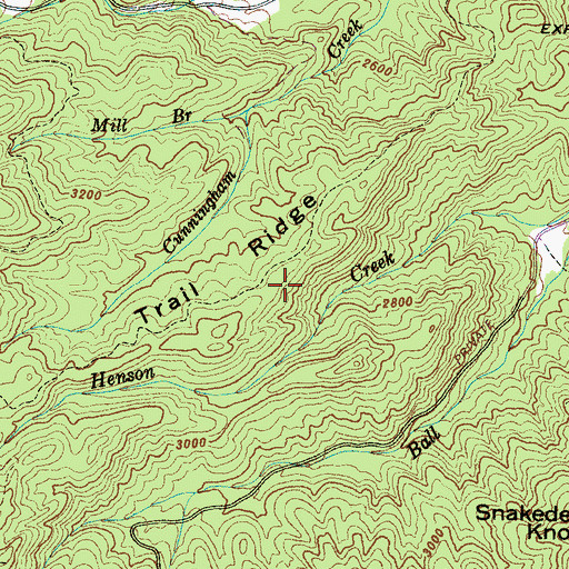 Topographic Map of Trail Ridge, NC