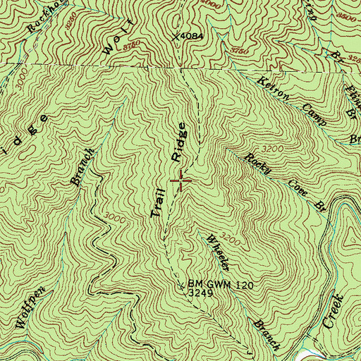 Topographic Map of Trail Ridge, NC
