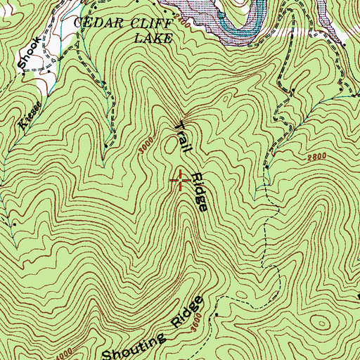 Topographic Map of Trail Ridge, NC