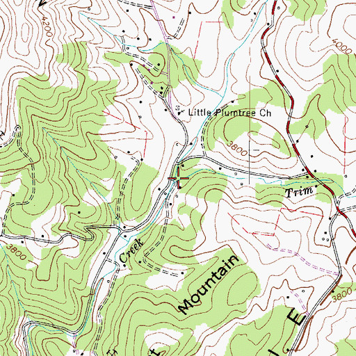 Topographic Map of Trim Branch, NC