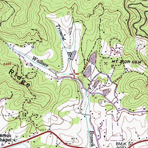 Topographic Map of Trimont Branch, NC