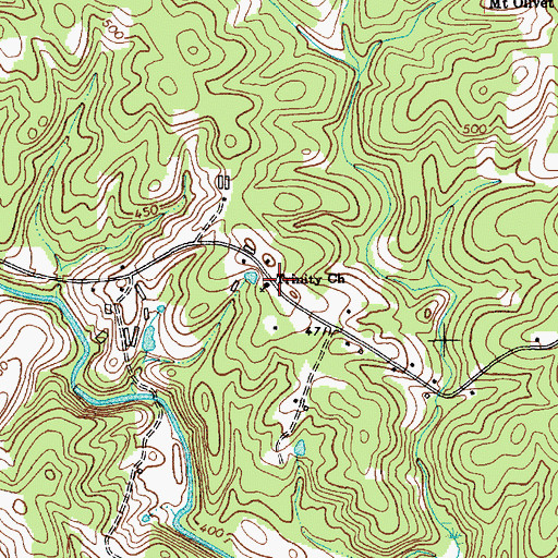 Topographic Map of Trinity Church, NC