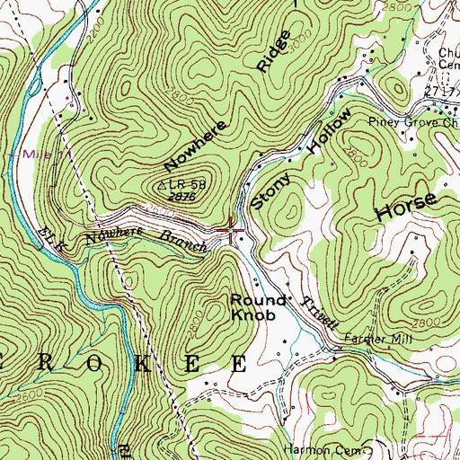 Topographic Map of Trivett Branch, NC