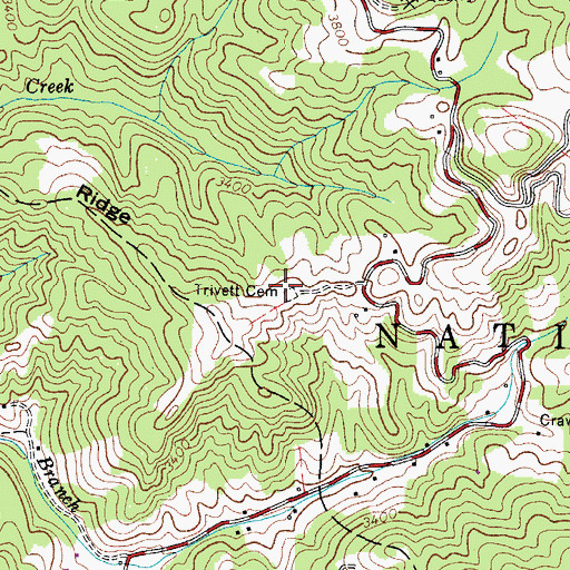 Topographic Map of Trivett Cemetery, NC