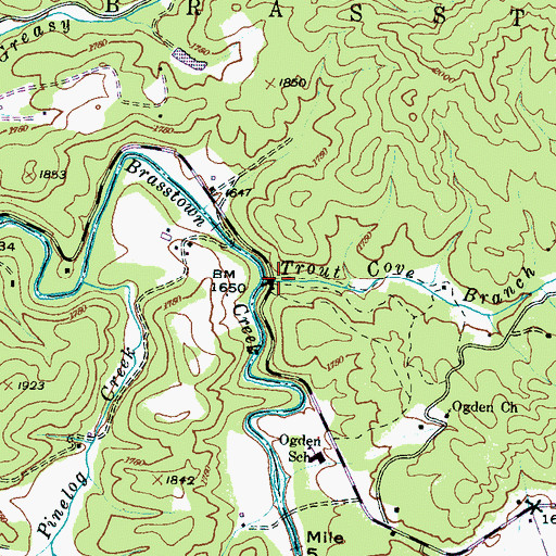 Topographic Map of Trout Cove Branch, NC