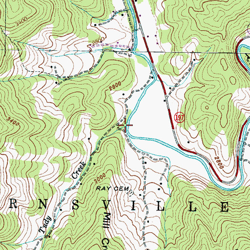 Topographic Map of Tudy Creek, NC