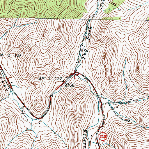 Topographic Map of Tug Fork, NC
