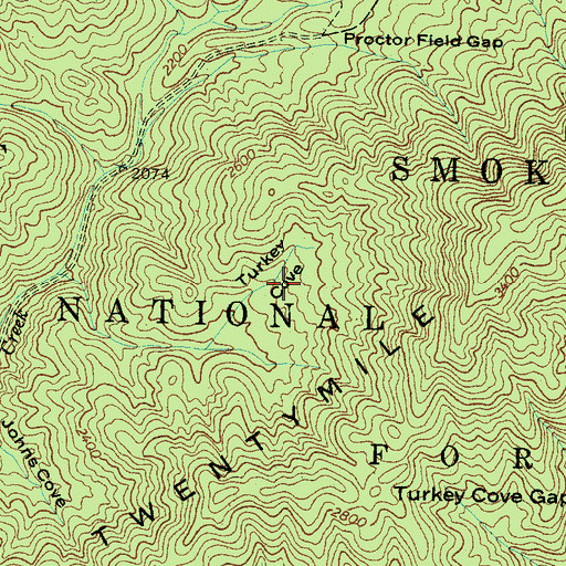 Topographic Map of Turkey Cove, NC