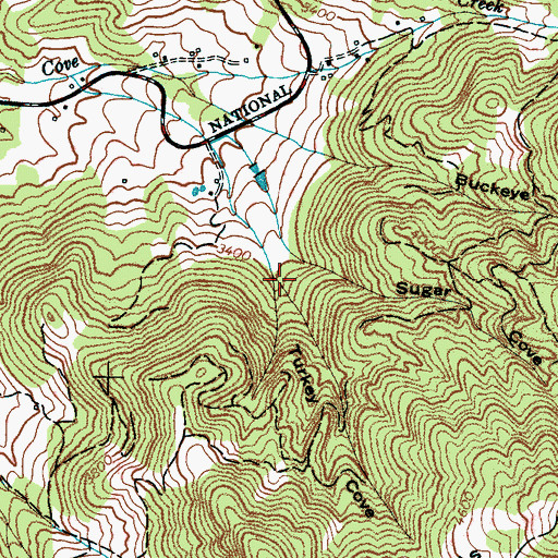 Topographic Map of Turkey Cove, NC