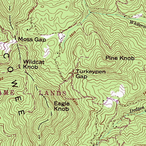 Topographic Map of Turkeypen Gap, NC