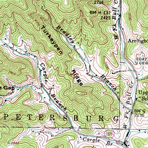 Topographic Map of Turkeypen Ridge, NC