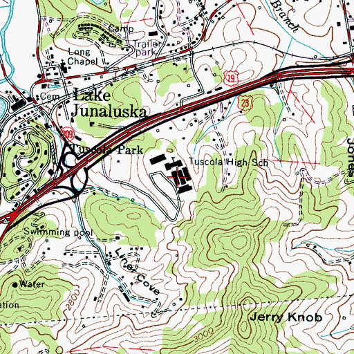 Topographic Map of Tuscola High School, NC
