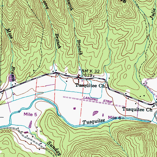 Topographic Map of Tusquitee Church, NC
