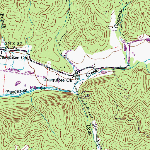 Topographic Map of Tusquitee Church, NC
