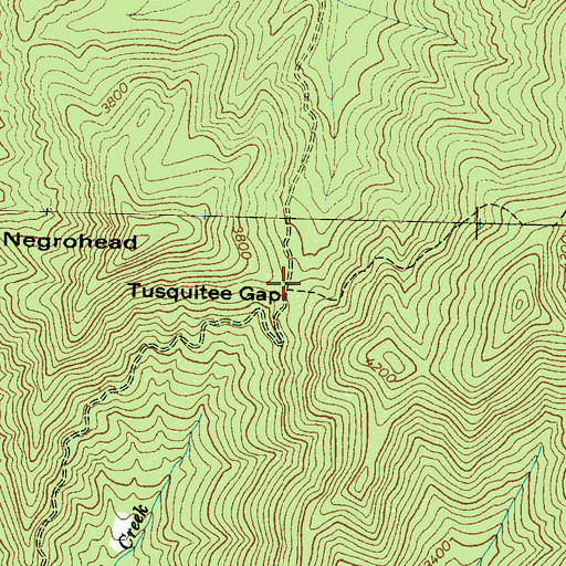 Topographic Map of Tusquitee Gap, NC