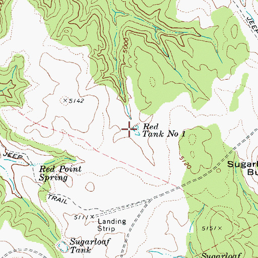Topographic Map of Red Tank Number One, AZ