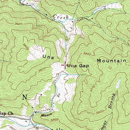 Topographic Map of Una Gap, NC