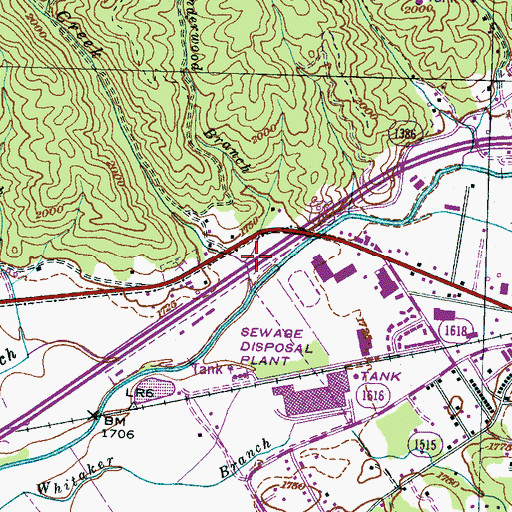 Topographic Map of Underwood Branch, NC